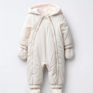 Zara baby NYLON ROMPER WITH DETACHABLE MITTENS AND BOOTIES